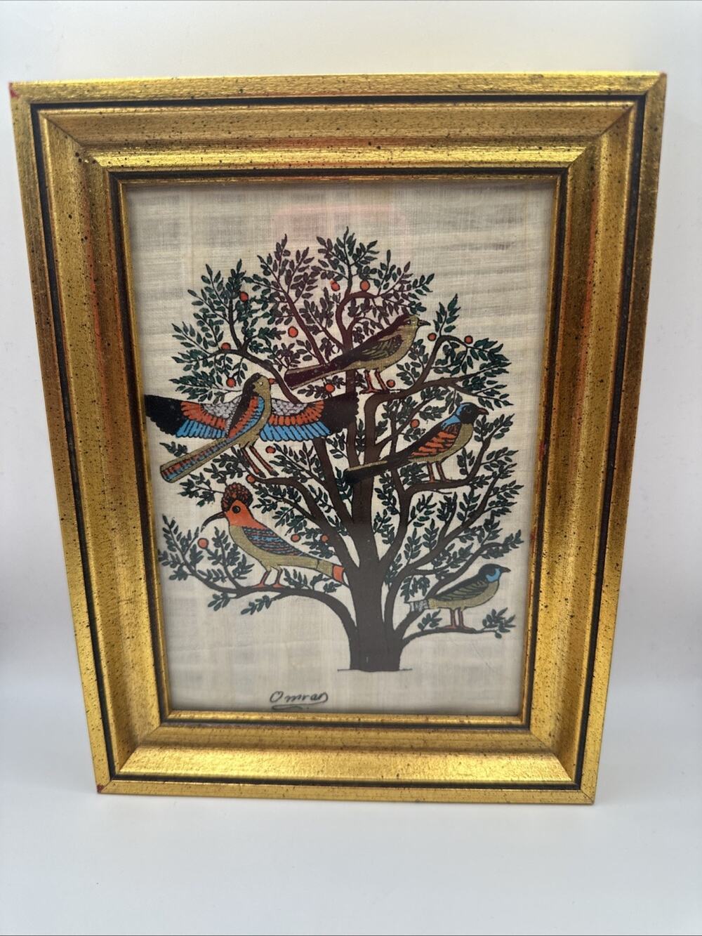 Framed Egyptian Papyrus Painting - Tree of Life - 8x6in